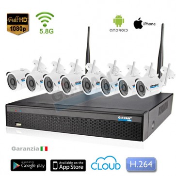 kit videosorveglianza wireless senza fili 8 telecamere 1080P
