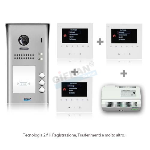 Videocitofono 2 Fili Trifamiliare Tre Utenze Videocitofno Btcino