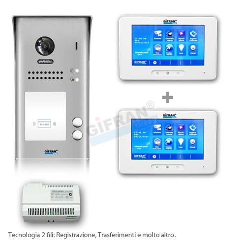 Kit Videocitofono Bifamiliare 2 Fili Per Due Appartamenti
