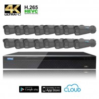 Kit Videosorveglianza Ultra AHD 16 Telecamere 8 MPX (4K) / 5 MPX con focale variabile motorizzata completo di disco 1000 GB