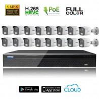 Kit Videosorveglianza IP POE 16  Telecamere bullet Full Color CMOS Starvis 5 MPX grandangolo completo di disco 1000 GB