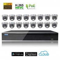Kit Videosorveglianza IP POE 16 Telecamere DOME CMOS Starvis 5 MPX grandangolo completo di disco 1000 GB