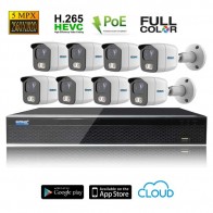 Kit Videosorveglianza IP POE 8 Telecamere bullet Full Color CMOS Starvis 5 MPX grandangolo completo di disco 1000 GB