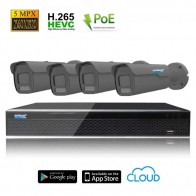 Kit Videosorveglianza IP POE 4 Telecamere Starvis 5MPX Sony  focale motorizzata 2,8 - 13,5 mm disco 1000 GB