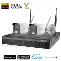 Kit videosorveglianza wireless 2 telecamere 5MPX Full Color visione notturna a colori completo di disco 1TB