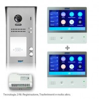 Kit videocitofono bifamiliare con pulsantiera e monitor WIFI 7 pollici Touch screen