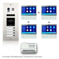 videocitofono monofamiliare 2 fili prezzo in offerta. Kit pulsantiera e monitor 7' Touch screen collegamento due fili non polarizzati su BUS. Videocitofoni professionali per ville o condomini. Funzione Trasferimento GSM, Registrazione in Memoria, Interfon