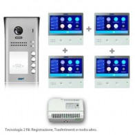 videocitofono monofamiliare 2 fili prezzo in offerta. Kit pulsantiera e monitor 7' Touch screen collegamento due fili non polarizzati su BUS. Videocitofoni professionali per ville o condomini. Funzione Trasferimento GSM, Registrazione in Memoria, Interfon