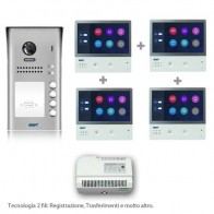 videocitofono monofamiliare 2 fili prezzo in offerta. Kit pulsantiera e monitor 7' Touch screen collegamento due fili non polarizzati su BUS. Videocitofoni professionali per ville o condomini. Funzione Trasferimento GSM, Registrazione in Memoria, Interfon